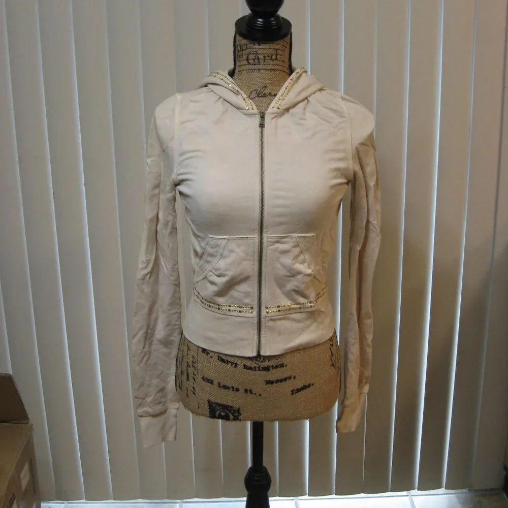 EUC Express cream gold studded hoodie jacket S small